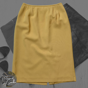 Golden Yellow Ribbed Pencil Skirt - Size 4