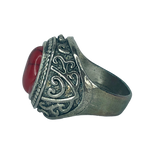 Silver Boho Ring with Red Stone - Size 10